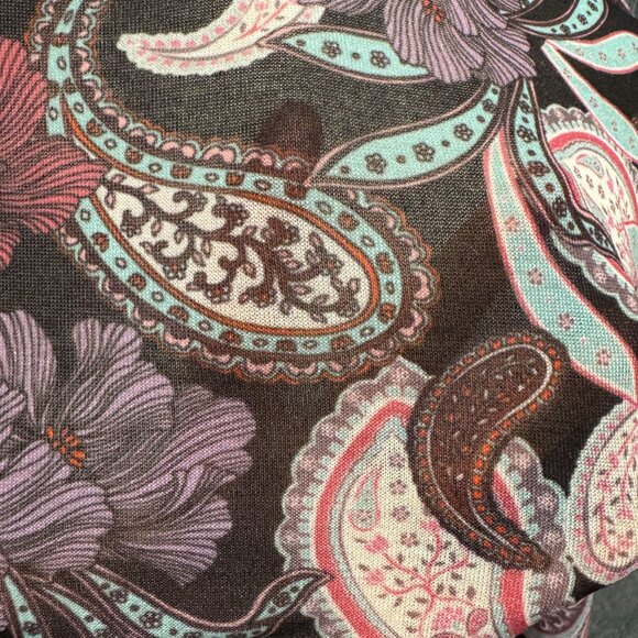 BCBGMaxAzria Women's Mesh Long-Sleeve Top Multicolor Paisley NWT Size L - Picture 3 of 8